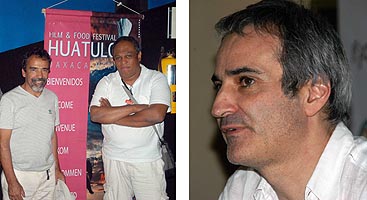 Damián Alcázar con Ricardo Chica, y Olivier Assayas